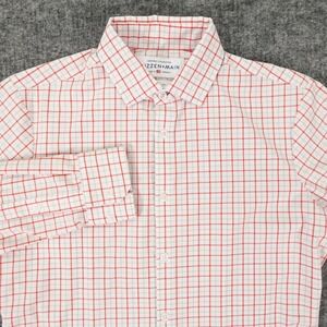Mizzen+Main Dress Shirt Mens Small Red Check Trim Fit Leeward Collection USA